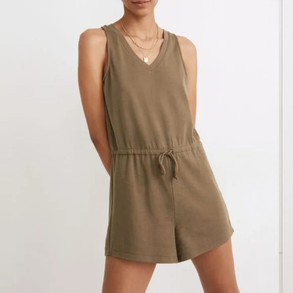 MWL Breeze Drawstring Romper Olive Green Sleeveless Women's Size M - Picture 1 of 11